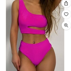 MiZaful Hot pink one shoulder bikini Med 8